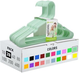 Hangers for Adult Size 20 pcs Clothing Plastic Ideal for Everyday Standard Use Clothes Shirts Blouses T Shirts Dresses Jackets Suits Color  Mint