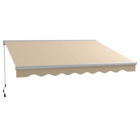 Outsunny 13' x 10' Electric Awning with LED Lights, Retractable Awning, UV40+ Sun Shade Shelter with Remote Controller and Crank Handle for Deck