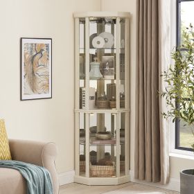 Corner Lighted Curio Cabinet Corner Glass Cabinet Lighted Curio Cabinet Corner Display Case for Living Room, Curio Cabinet, Antique collection, W