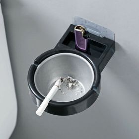 1pc Wall Mounted Ashtray; Stainless Steel Ashtray (Color: black)