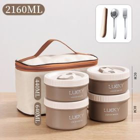Microwave oven Dinnerware for Students Leakproof Food Container Stackable Bento Lunch Box Stainless Steel Lunch Container with L (Ships From: China, Color: 4 Layers Coffee)