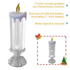 1pc Christmas Colorful Dream Crystal Candle Light LED Glitter Flameless Candles 7 Color Changing Romantic Light Party Home Decor (Ships From: CN, Emitting Color: Silver 7color)