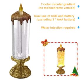 1pc Christmas Colorful Dream Crystal Candle Light LED Glitter Flameless Candles 7 Color Changing Romantic Light Party Home Decor (Ships From: CN, Emitting Color: Gold 7color)