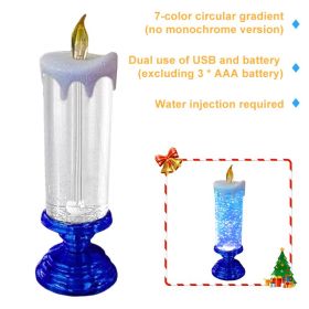 1pc Christmas Colorful Dream Crystal Candle Light LED Glitter Flameless Candles 7 Color Changing Romantic Light Party Home Decor (Ships From: CN, Emitting Color: Blue 7color)