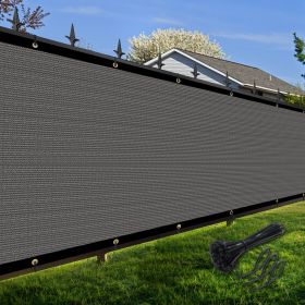Artpuch Privacy Fence Screen Dark Grey Customized Outdoor Mesh Panels for Backyard, Balcony,Patio,Construction Site with Zip Ties (Color: Dark grey, size: 5x18 ft)